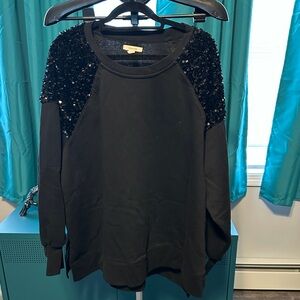 EUC 2x Maurices Black Sweatshirt with Sequin Sleeves